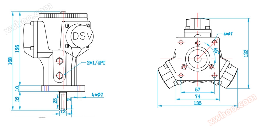 DAM1-F气动马达立式安装尺寸