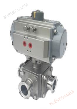 Pneumatic four-way clamp ball valve