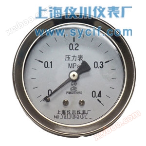 Axial stainless steel pressure gauge without front edge